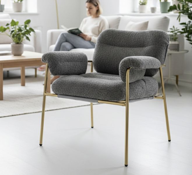 Designer Luxury Modern Upholstered Accent Armchair