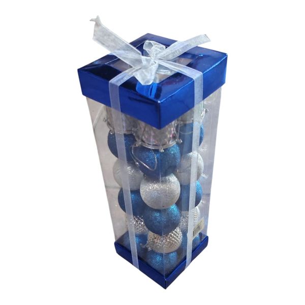 24 piece assorted Christmans tree decoration set Blue and Silver