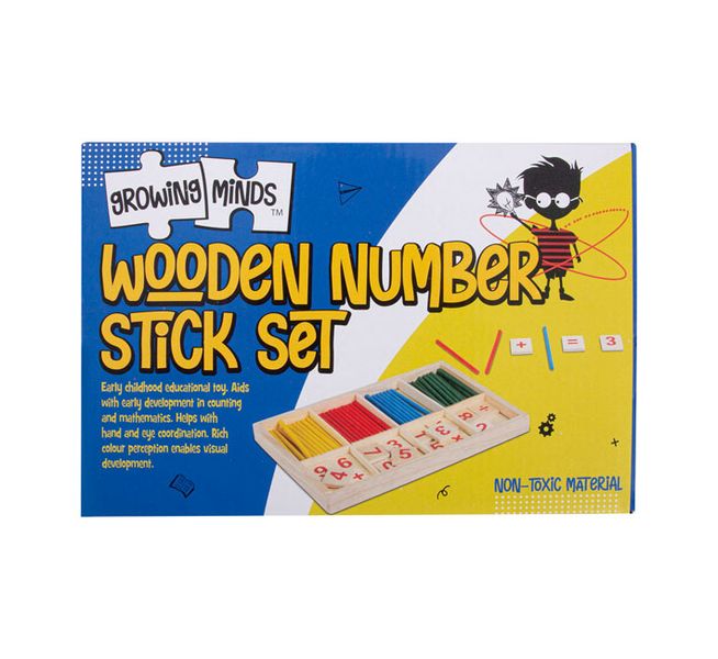Educational Toy - Number Stick Set - Wooden - Assorted Colours - 2 Pack