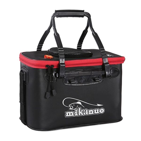 BasicX Folding Fishing Bucket with Oxygen Pump, EVA, Mesh Lid, 19L