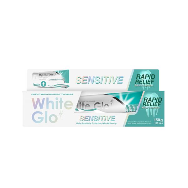 White Glo Whitening Toothpaste Sensitive Rapid Relief 150g + Toothbrush