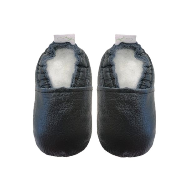 Pitta-Patta Soft Genuine Leather Baby Shoes Plain - Black