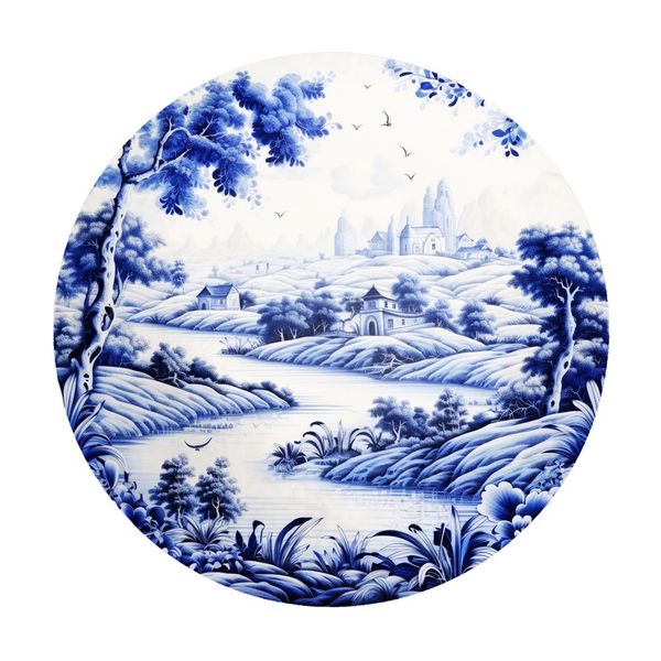 Delft Echoes Of Holland Round Tablecloth