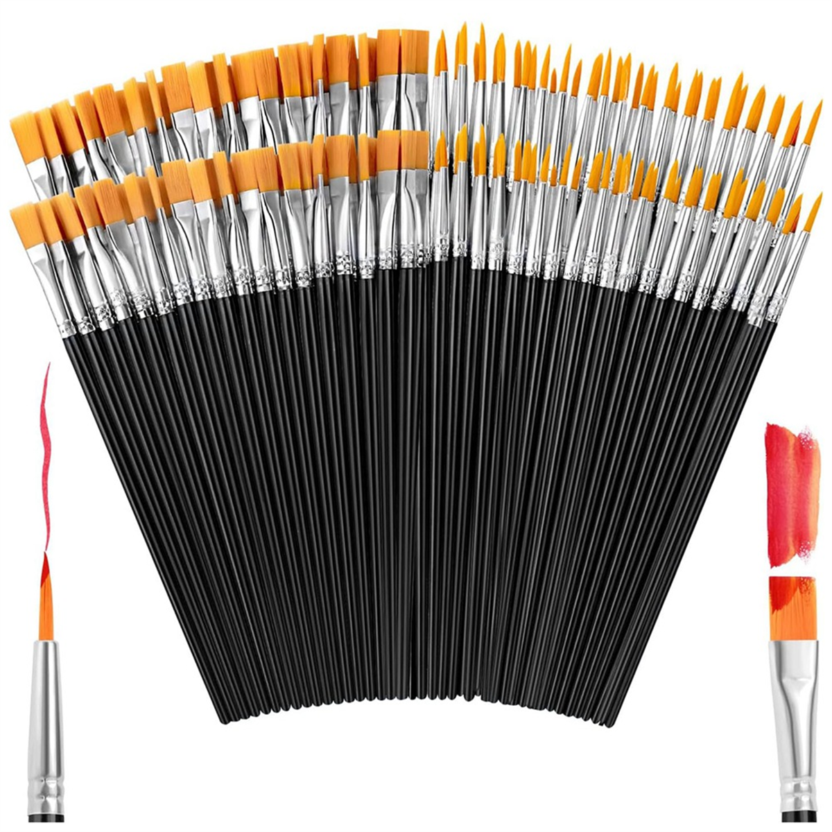 Buy 60 Pack Flat Paint Brushes, DLEZ Ini Paint Brush Bulk, Sall Tiny