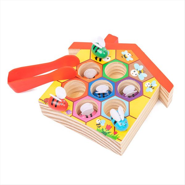 Wooden Toys Color Cognition Clip Beads Matching Clamp