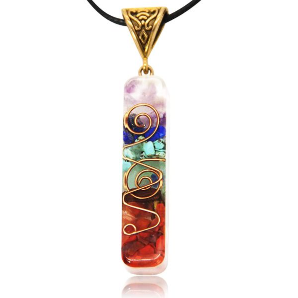 7 Chakra Orgone Healing Pendant &amp; Adjustable Cord -Chakra Orgonite Necklace