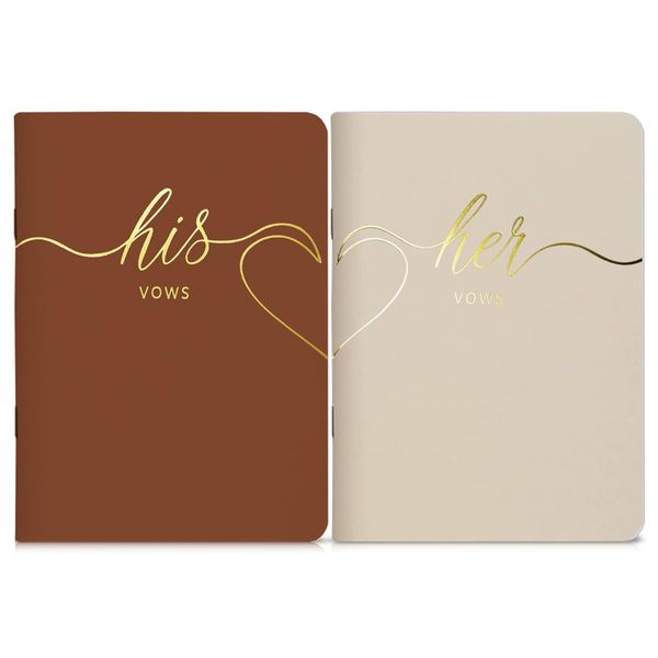 Interlocking Hearts Gold Foiled Vow Books - Terracotta