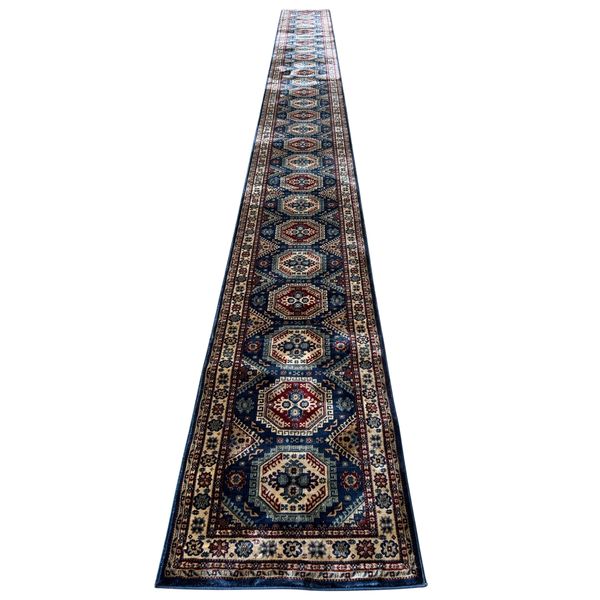 Kazak Persian Design Navy And Beige Runner - 800 x 80 cm