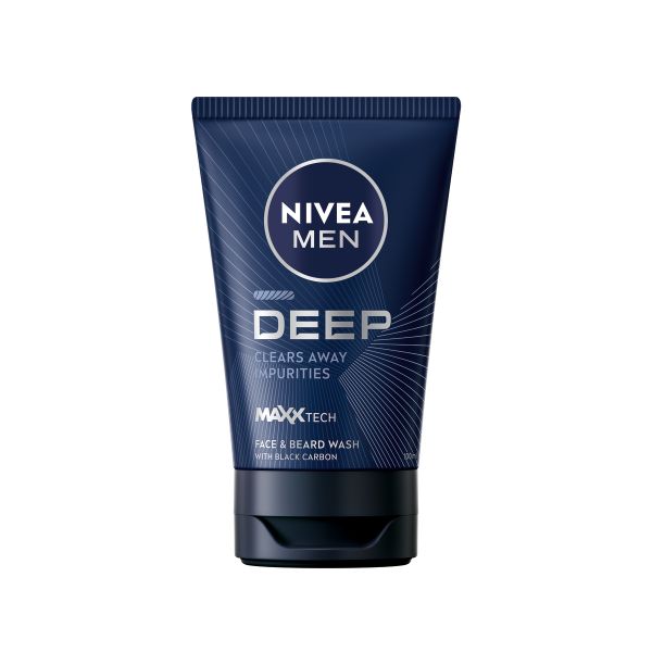 NIVEA MEN DEEP Face &amp; Beard Wash, Face Cleanser with Black Carbon, 100ml