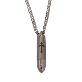 Mens Stainless Steel Bullet Pendant Necklace with Cross Design | Shop ...