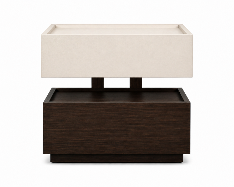2 Drawer Nightstand Elevated Bedside Table 40x40x 52cm Beige &amp; Brown