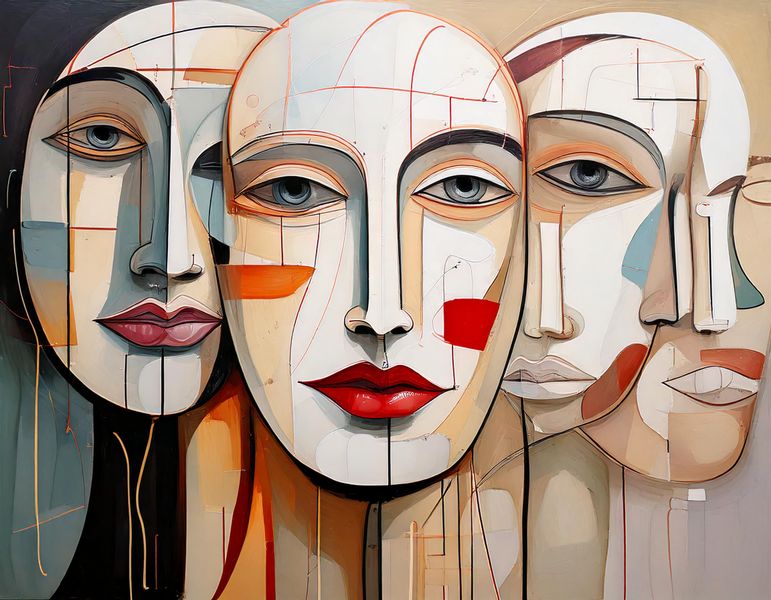 Canvas Modern Wallart Home Deco Ready To Hang Abstract Faces and Figures 7