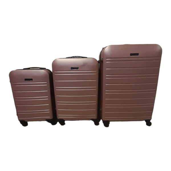 3-Piece ABS Luggage Set with Combination Locks,360 Spinner Wheels-Rose Gold