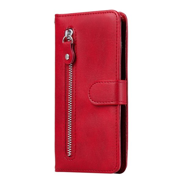 Techme Burgundy Zipper Wallet Case Compatible with Apple iPhone 12 &amp; 12 Pro