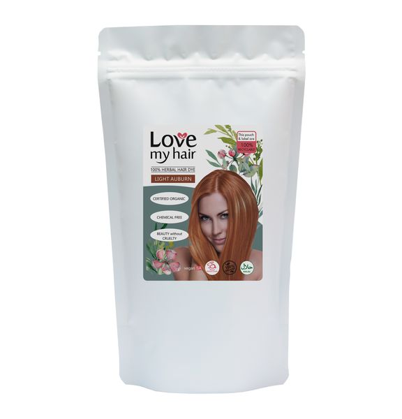 Love My Hair 100% Herbal Hair Dye- Light Auburn 100g