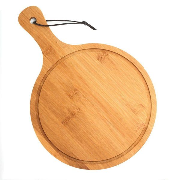 8 x Home Mart Organic Bamboo Round Pizza Serving Board Pizza Platter