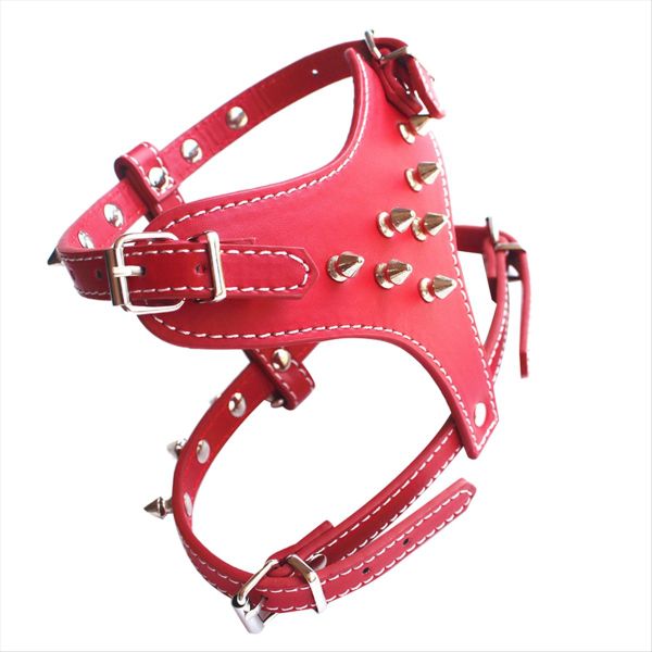 Spiked Studded Leather Puppy Dog Harness Vest for Small Breeds Black
