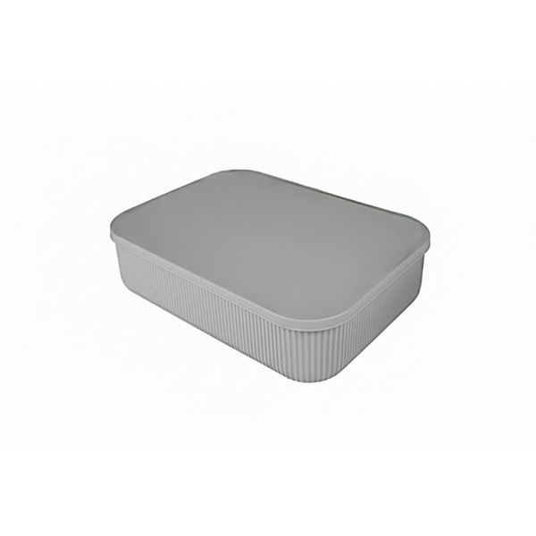 Stylish Grey Storage Box Shell Design with Lid 3,2L