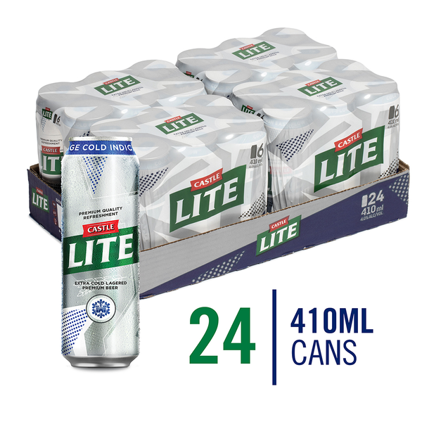 Castle Lite Premium Beer 24 x 410ml Can
