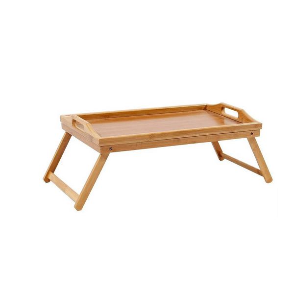 Bamboo Wood Serving Bed Breakfast &amp; Laptop Table with Foldable Legs