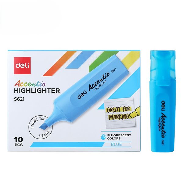 DELI Highlighter Box-10pcs Blue
