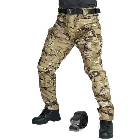 Tactical Cargo Pants For Men Casual Pants Joggers - Camo + Tactical Belt Image