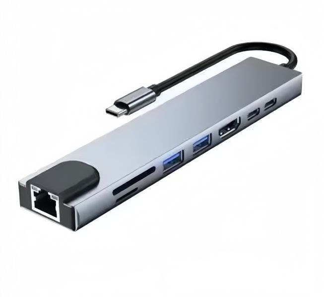 8-in-1 USB C Hub Adapter Compatible with MacBook iPad with 4K HDMI PD Fast