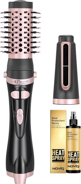 ENZO 2-in-1 Hot Air Brush Hair Curler Dryer 1000W + NOVIQ Heat Spray