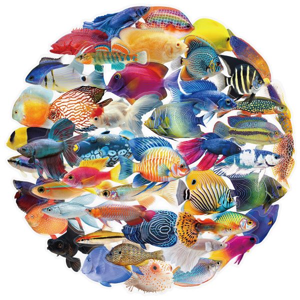 100PCS Clear Tropical Marine Life Ocean Stickers PET Fish Aesthetic Sticker