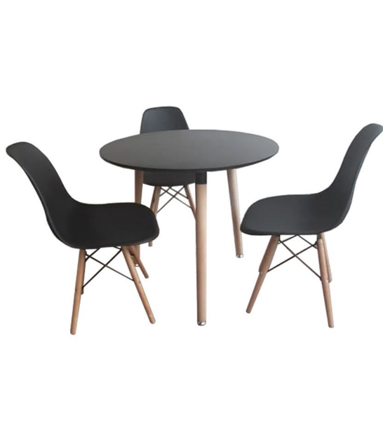 Table &amp; 3 Chairs - Black