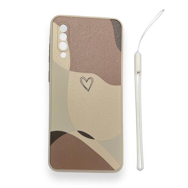 AMA Brown Heart Pattern Cover With Lanyard For Samsung Galaxy S20 Ultra