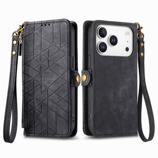 Phone Cases Compatible With iPhone17 Pro Max Leather Cover Geometric Coque