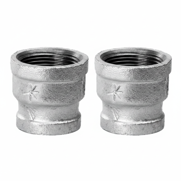 K-Brand Galvanized Steel Socket Reducer 50mm to 20mm - 2 Pack
