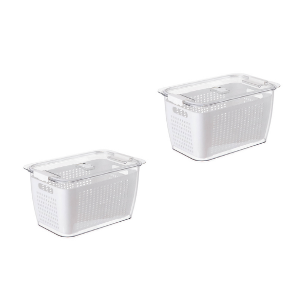 2 Vegetable Fruit Drain Refrigerator Storage Containers