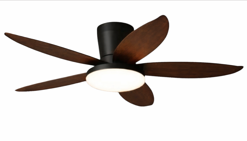 110cm Black &amp; Wood Style Ceiling Fan With Remote Control