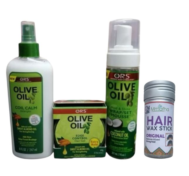 ORS Olive Wrap Mousse, Coil Calm Detangler with Edge Control &amp; Hair Stick