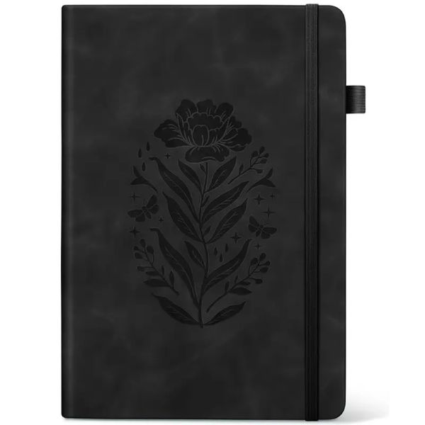 Stationery Lined A5 Journal Notebook Black Rose Hardcover, 200 Pages (21cm)