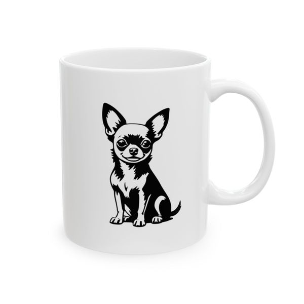 Chihuahua Coffee Mug - Black and White Dog Illustration