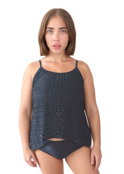 Black Holey Tankini Top