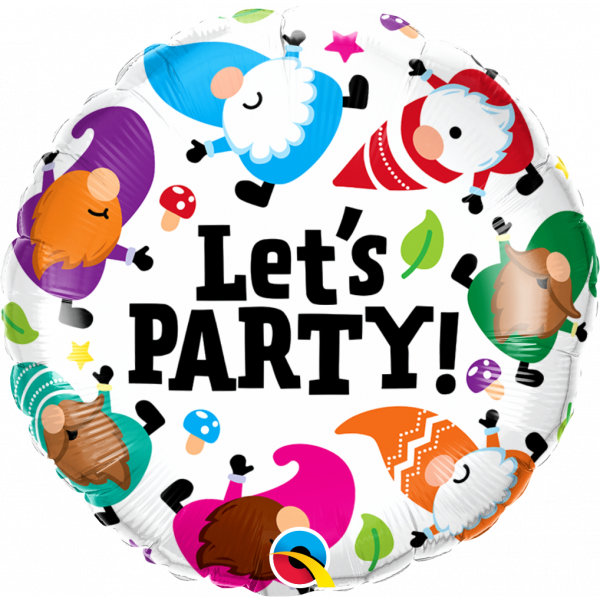 18 Inch Foil Round Lets Party Gnome