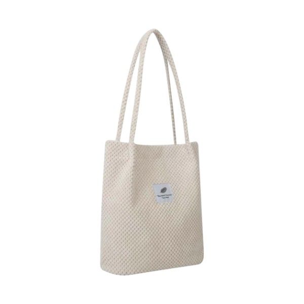 Elegant Textured Knit Tote Bag - White