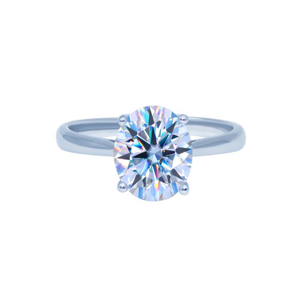 ZELTRYN S925 Sterling Silver Four-Prong Oval Moissanite Ring
