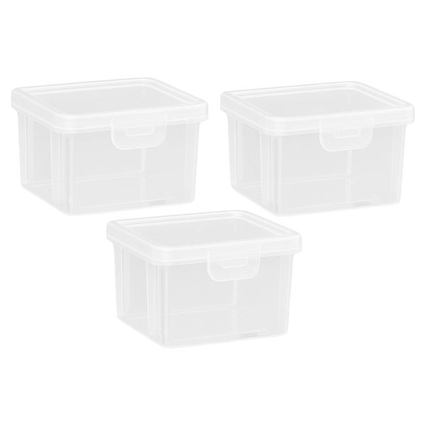 3 Piece Small Clear Plastic Storage Container With Lid - Transparent