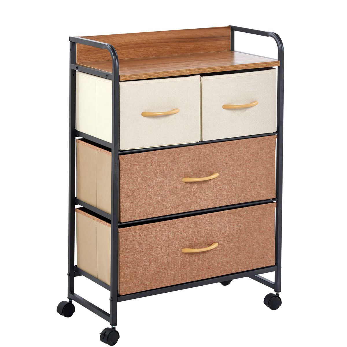 4 Drawer Chest of Drawers Rolling Dresser Storage Cabinet Dressing Table