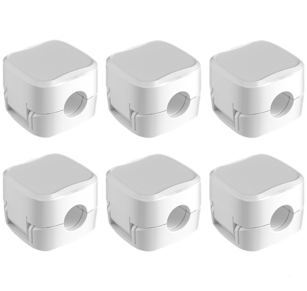 White - 6 Piece Magnetic Cable Organiser Holders