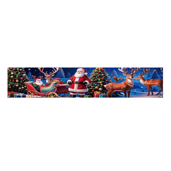 Christmas Banner, Hanging Flag Background Cloth with Santa Claus