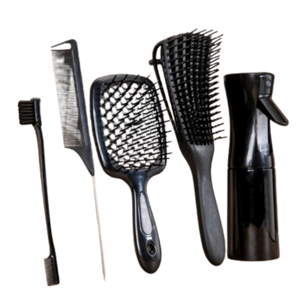 Hair Spray Bottle &amp; Brush Set - 5Pcs