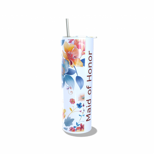 Wedding Vibes - Bridal Party - Maid of Honor Skinny Tumbler - 20oz