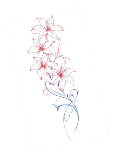 1 Piece - Vertical Arrangement of Blooming Lilies - Multicolour