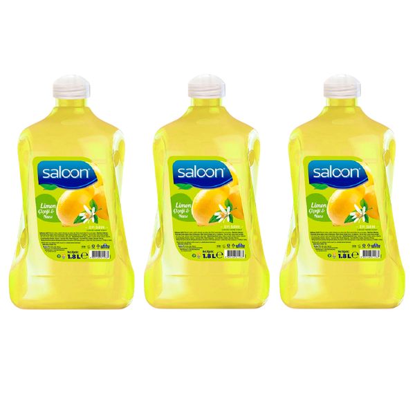 Saloon Liquid Hand Wash Soap - Lemon Blossom &amp; Mint - 1.8 Litres - 3 Pack